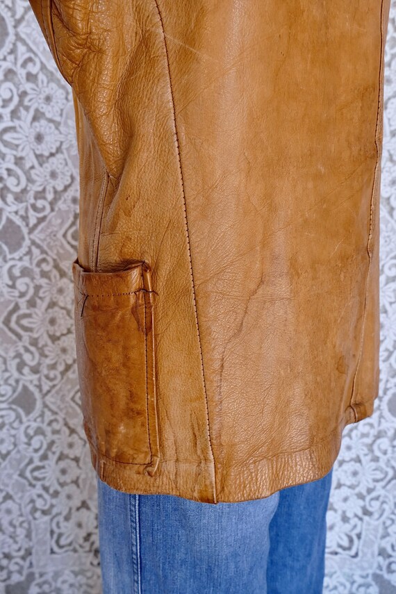 Distressed Natural Leather Jacket - image 8
