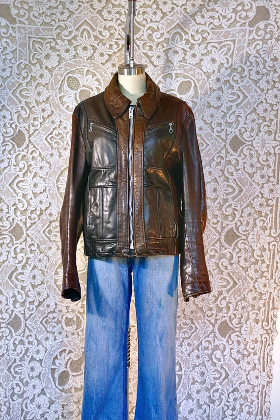 Schott Brown 102 Leather Half Belt Jacket As Is