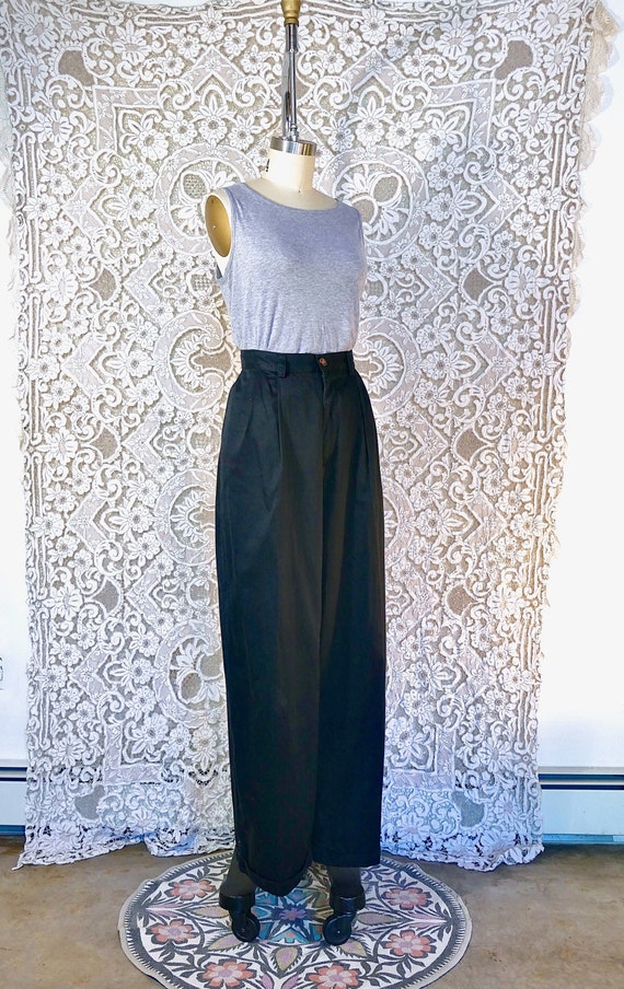 90's Black High Waisted Cotton Trousers