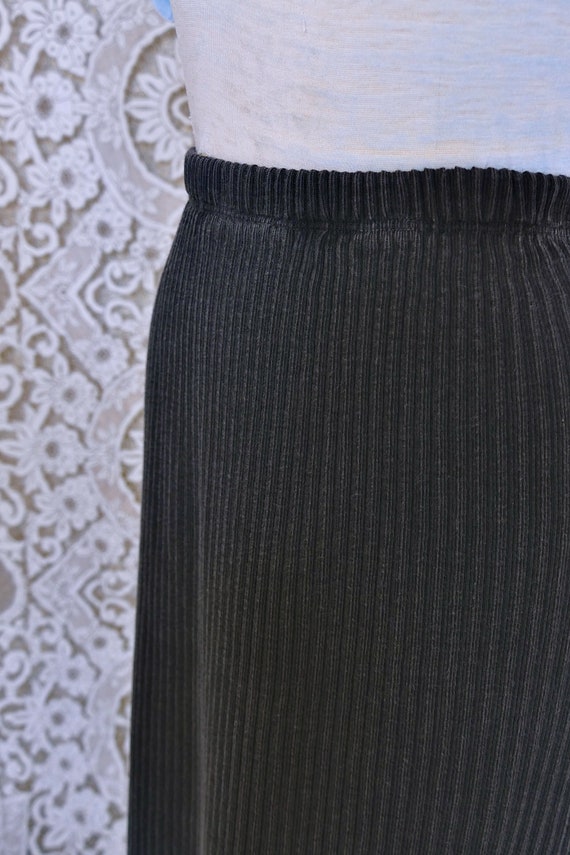Rib Knit Black Cotton Skirt - image 4