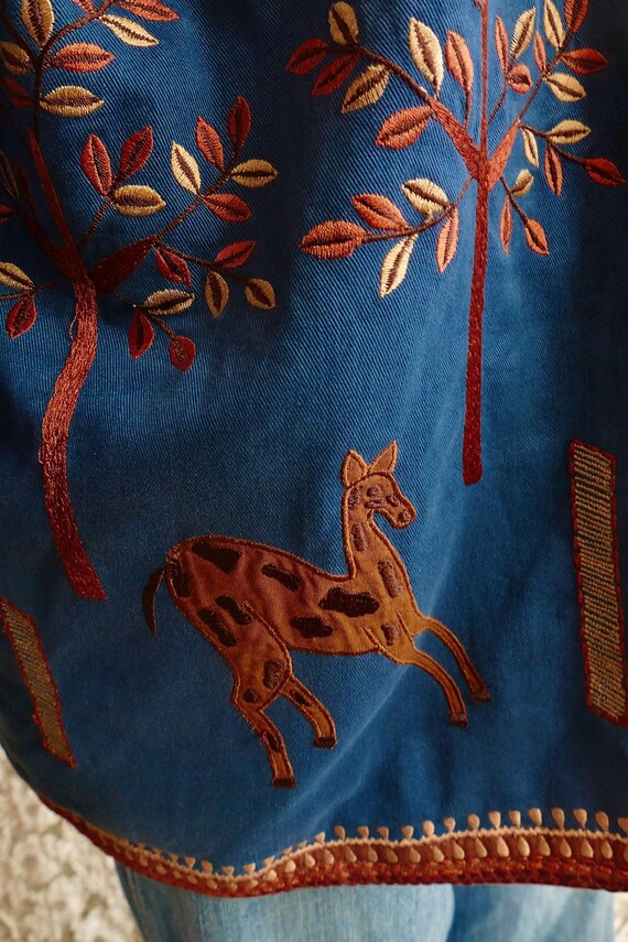 Blue Cotton Applique Horses Jacket - image 7