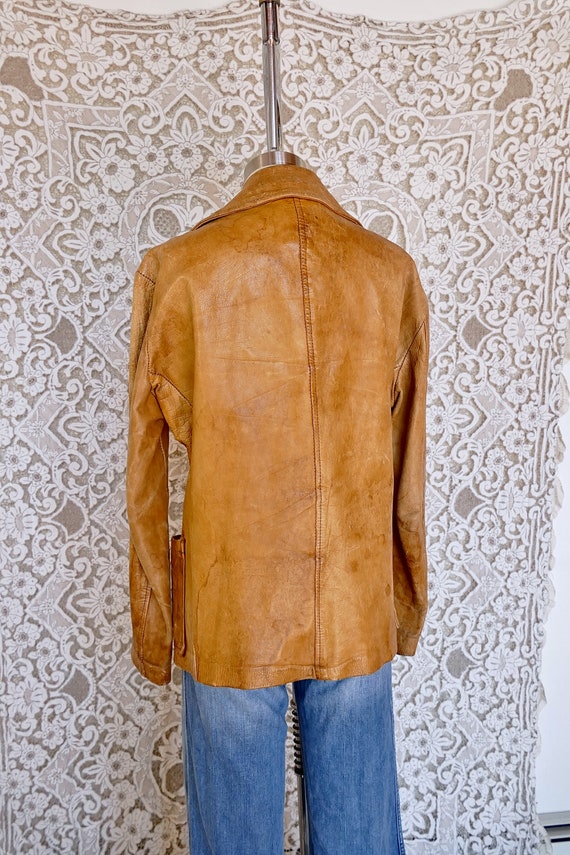 Distressed Natural Leather Jacket - image 7