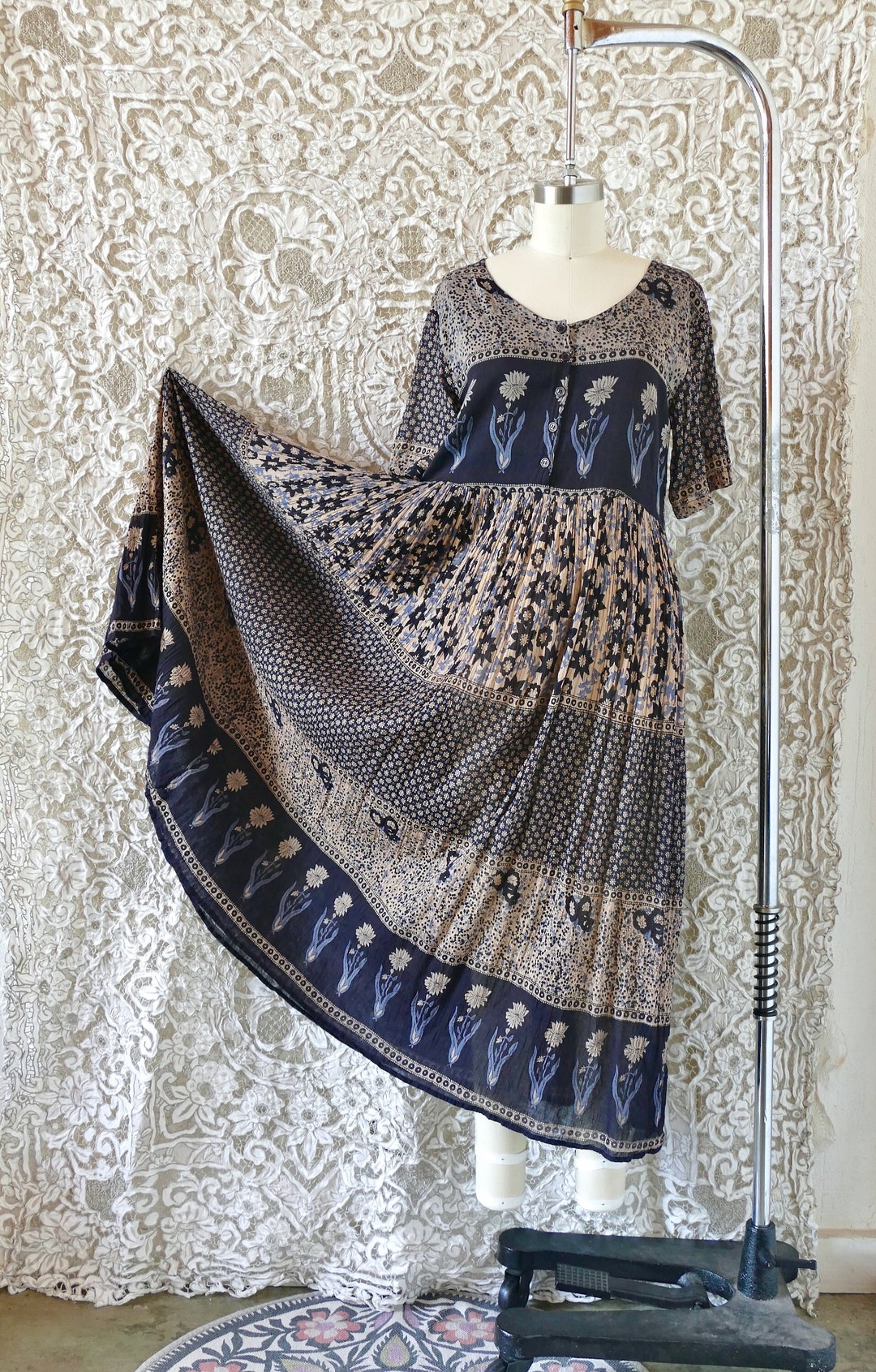 Indian Gauze Cotton Smock Dress Etsy