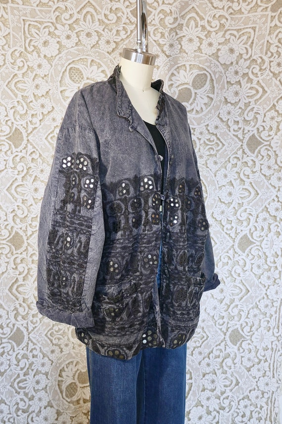 Mirror Embroidered Cotton Chore Jacket - image 2