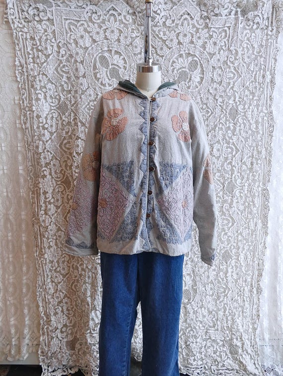 Indian Cotton Hooded Patchwork Jacket - image 3