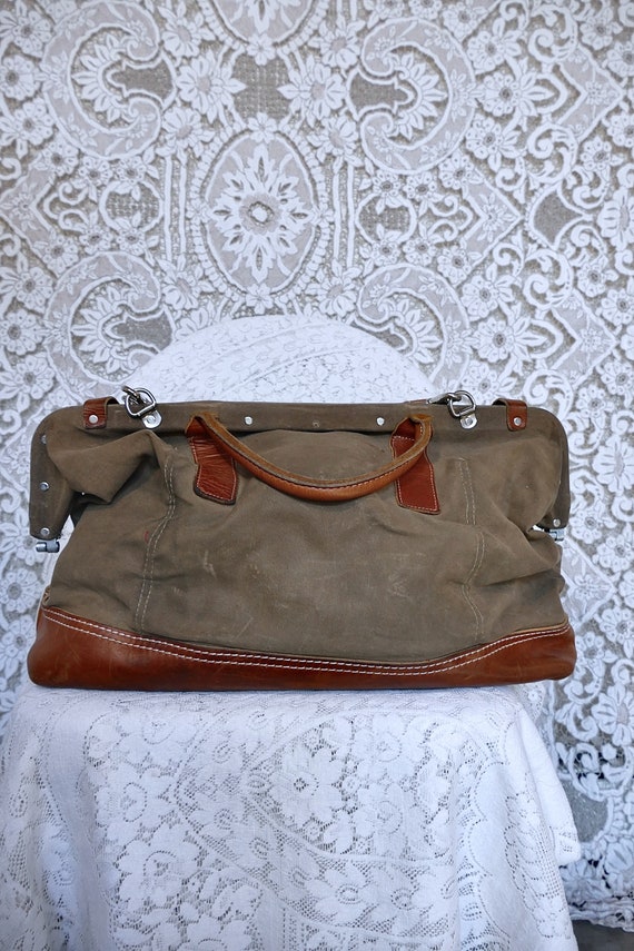 Canvas Leather Overnight Bag - image 4