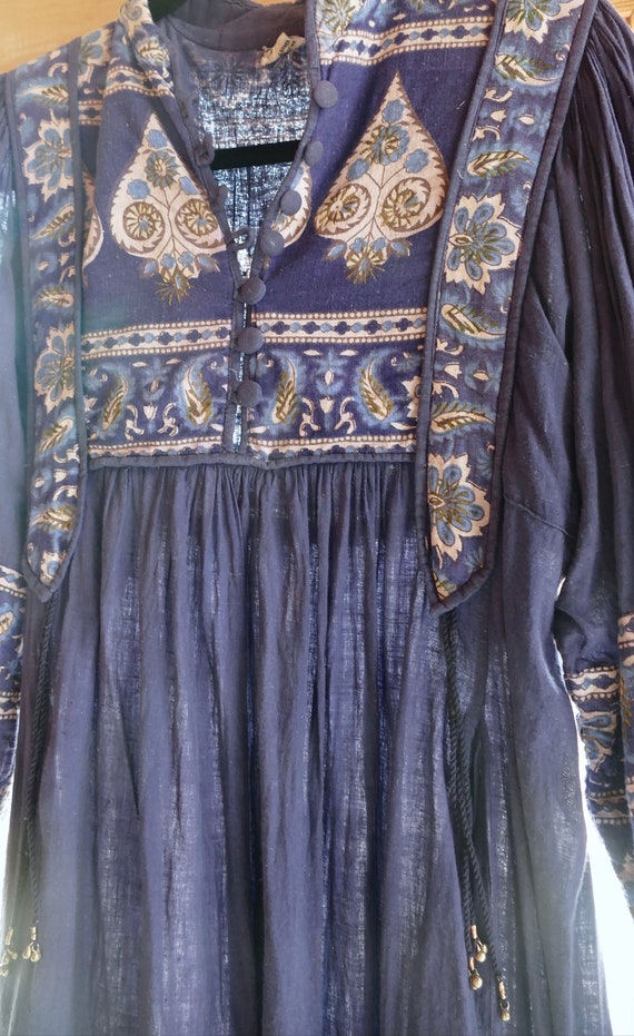 Blue Indian Cotton Peasant Dress - image 10