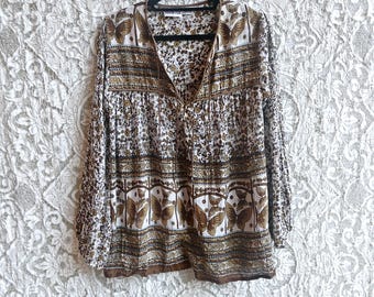Indian Gauze Cotton Butterfly Print Blouse