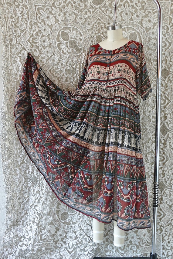 Paper Thin Indian Gauze Cotton Smock Dress - image 8
