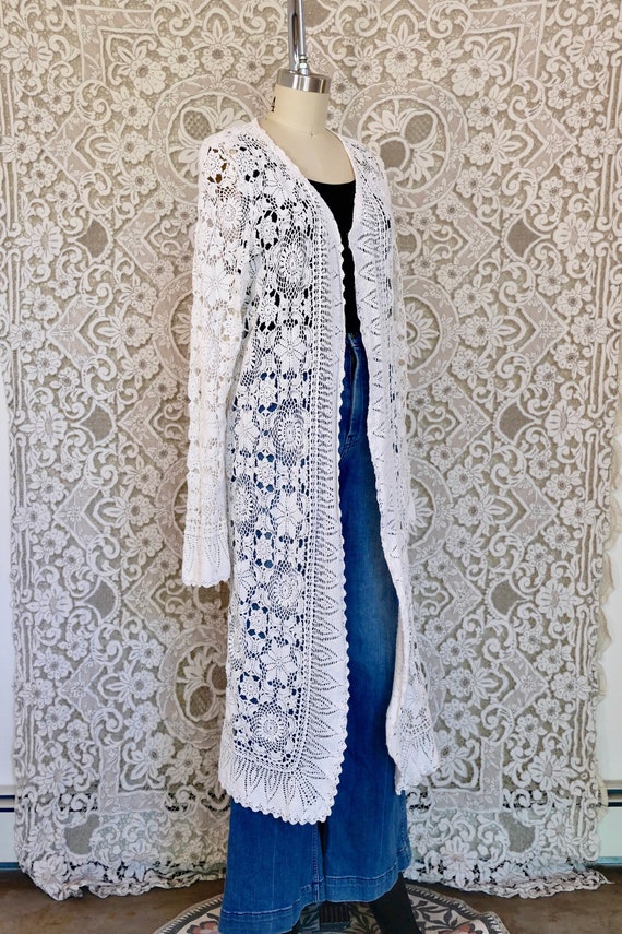 Ivory Crochet Medallion Lace Duster