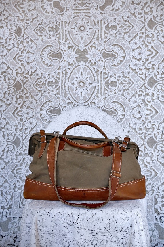 Canvas Leather Overnight Bag - image 2