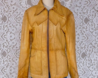 Adam and Eve Soft Vintage Tan Leather Jacket As Is