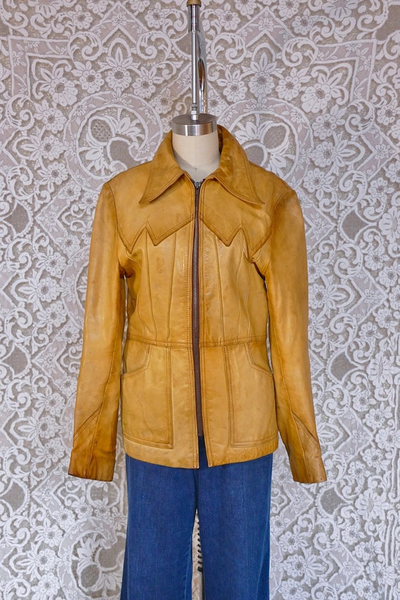 Adam and Eve Soft Vintage Tan Leather Jacket As Is