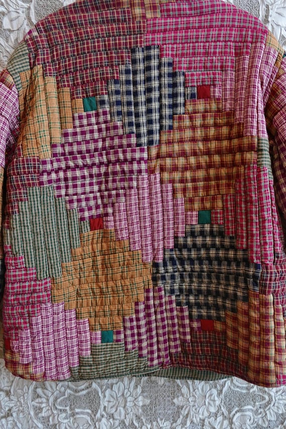 Multi Colored Patchwork Quilt Chore Coat - image 16
