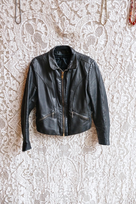 Slim Black Leather Jacket - image 1