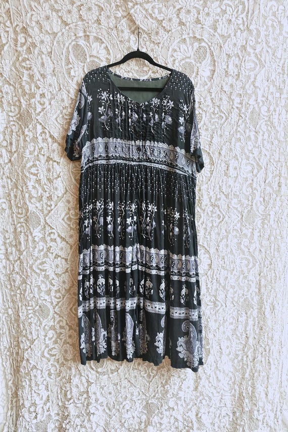 Black and White Indian Gauze Cotton Dress - image 1