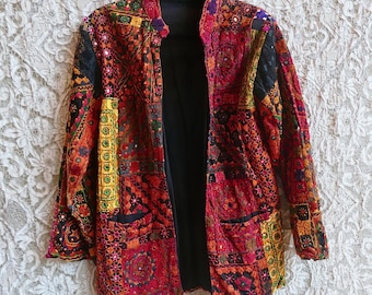 Red Indian Mirror Embroidered Jacket