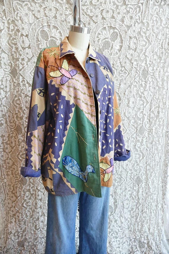 Animal Embroidered Patchwork Jacket - image 3