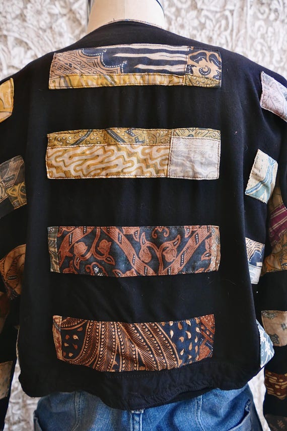 Cropped 90's Indonesian Patchwork Jacket - image 10