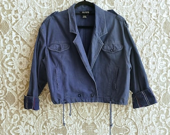 90's Cropped French Blue Canvas Jacket
