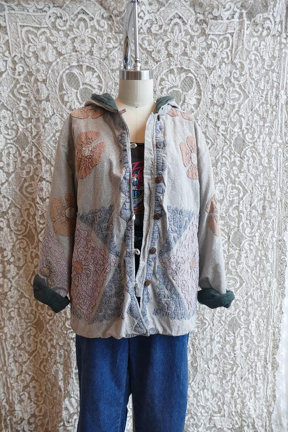 Indian Cotton Hooded Patchwork Jacket - image 8