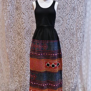 Hmong Embroidered Indigo Batik Skirt