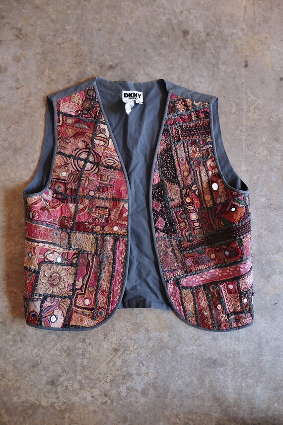 Vintage DKNY Indian Mirrored Embroidery Vest - image 4