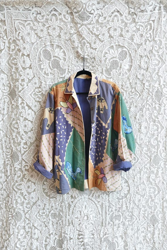 Animal Embroidered Patchwork Jacket - image 1