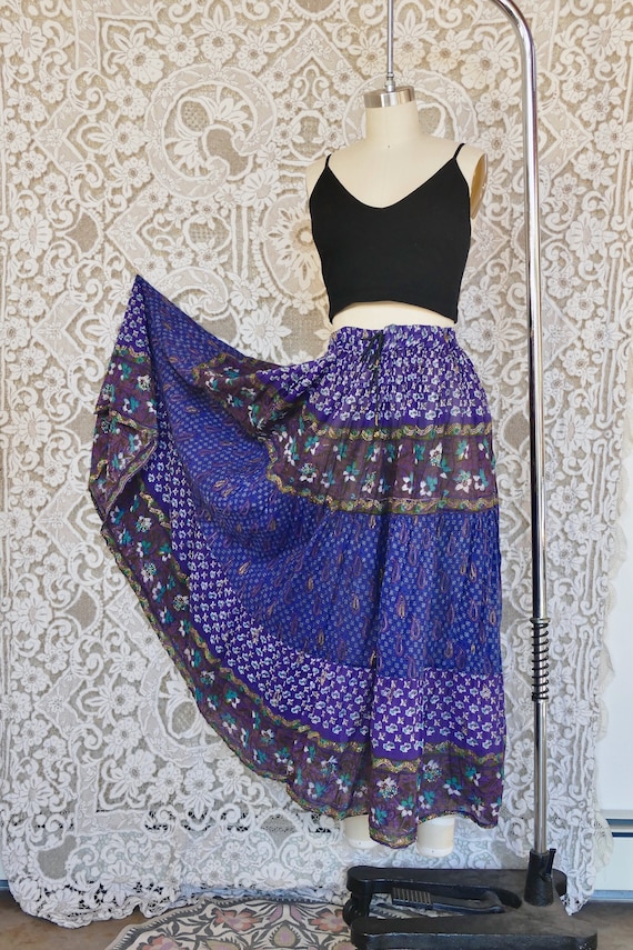 Blue Indian Gauze Cotton Maxi Skirt