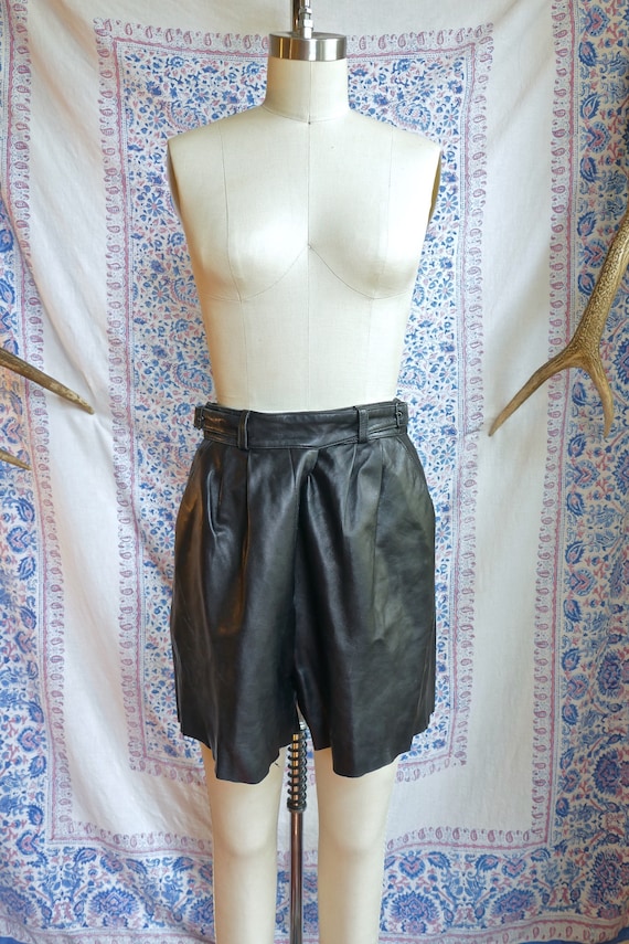 Black Leather High Waisted Shorts