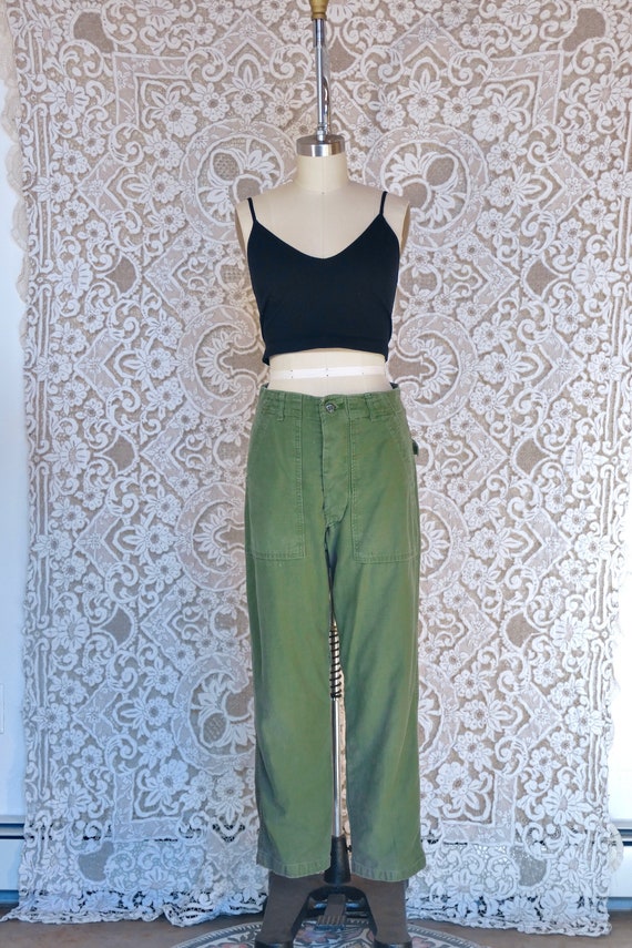 Distressed Vintage Army High Waisted Pants