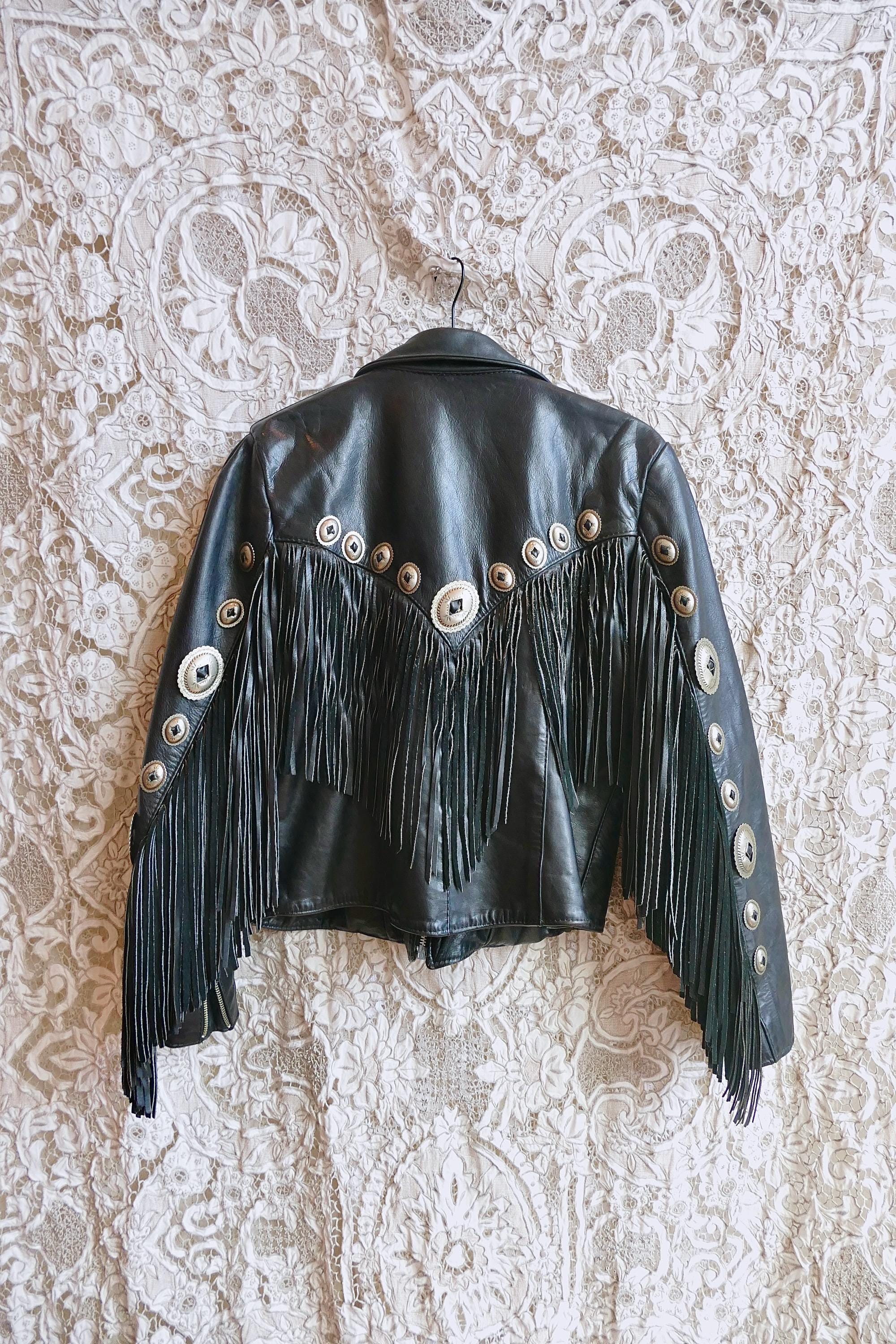 Fringe Concho Leather Jacket - Etsy Fringe Concho Leather Jacket - Etsy