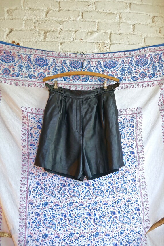 Black Leather High Waisted Shorts