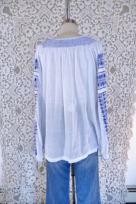 Embroidered Gauze Cotton Romanian Folk Blouse - image 8