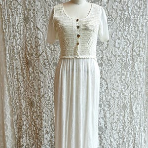 Cream Gauze and Crochet Lace Dress