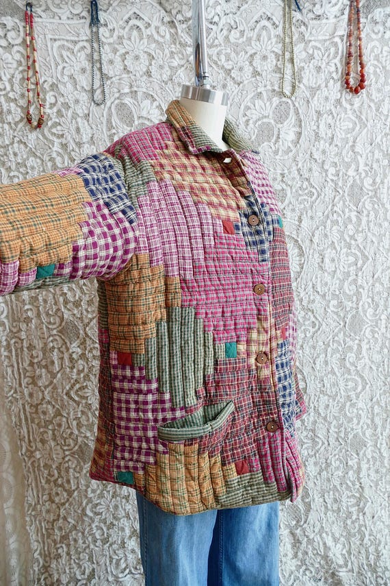 Multi Colored Patchwork Quilt Chore Coat - image 5