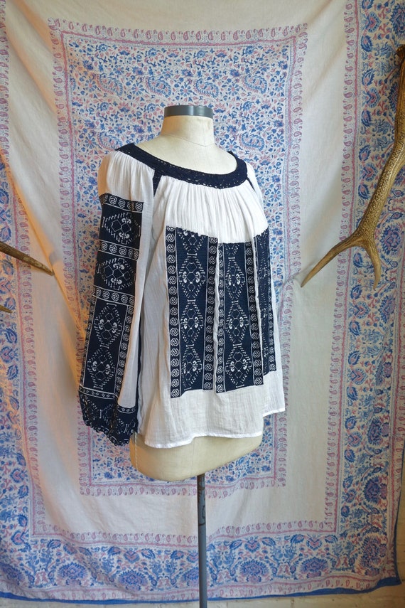 Embroidered Gauze Cotton Folk Blouse