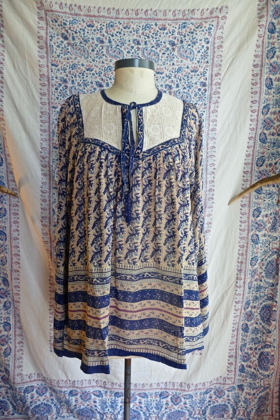 Indian Gauze Cotton and Lace Blouse