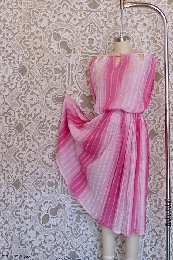 Vibrant Pink Ombre Cotton  Greek Gauze Cotton Dre… - image 3