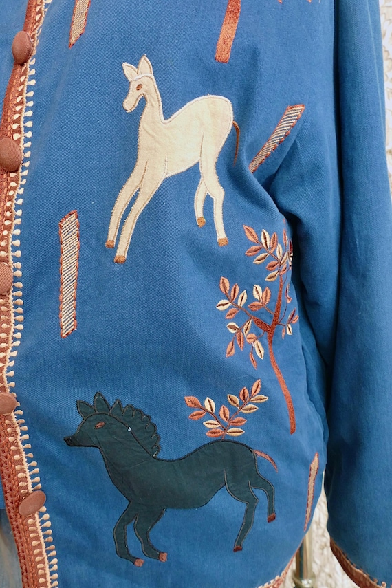 Blue Cotton Applique Horses Jacket - image 6