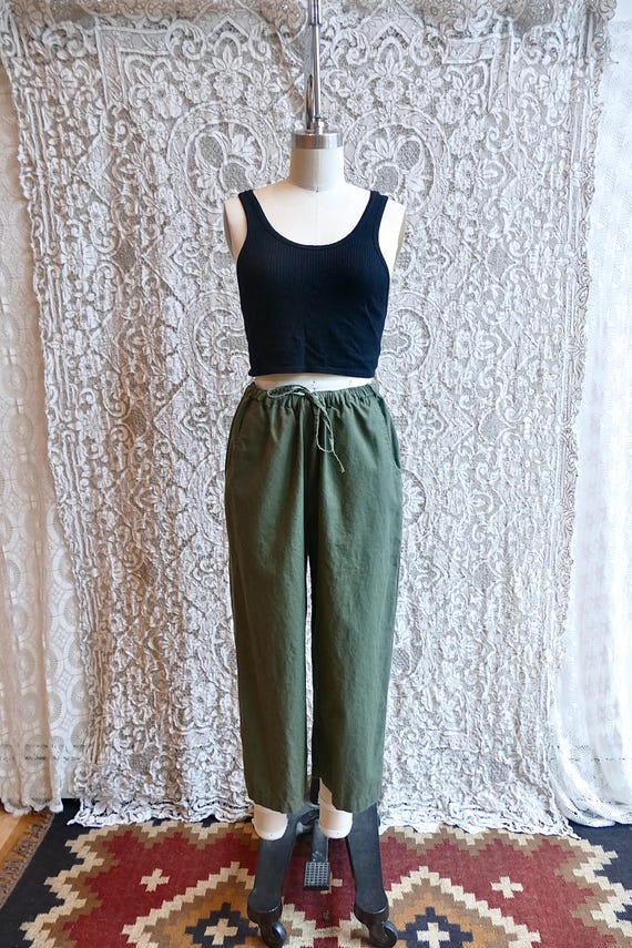 Drawstring Olive Green Pants - image 2