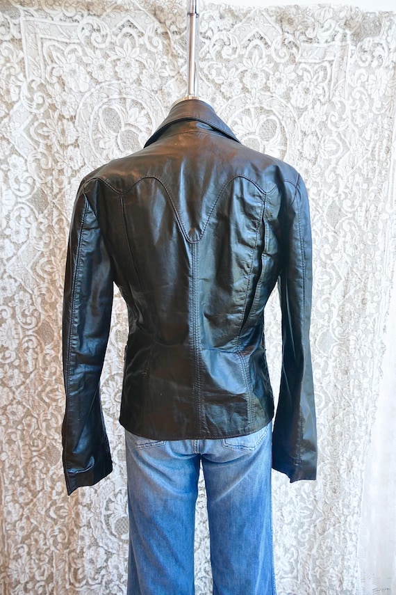 Shrunken Black Leather Jacket - image 4