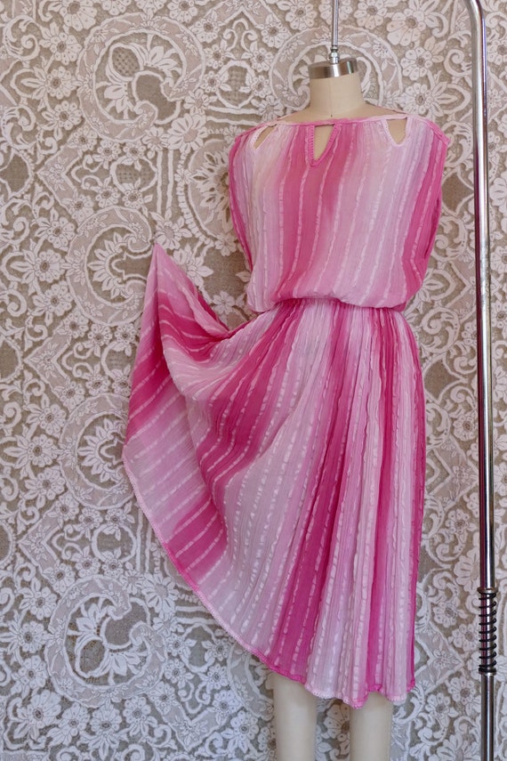 Vibrant Pink Ombre Cotton  Greek Gauze Cotton Dre… - image 4