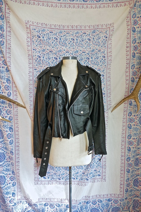Cropped Leather Biker Jacket