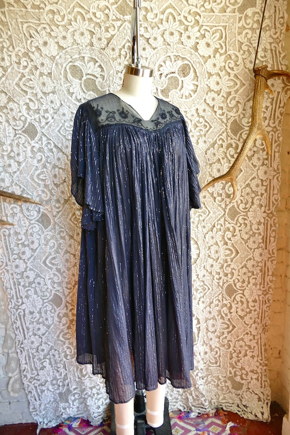 Over-dyed Sheer Indian Gauze Cotton and Silver Lu… - image 3