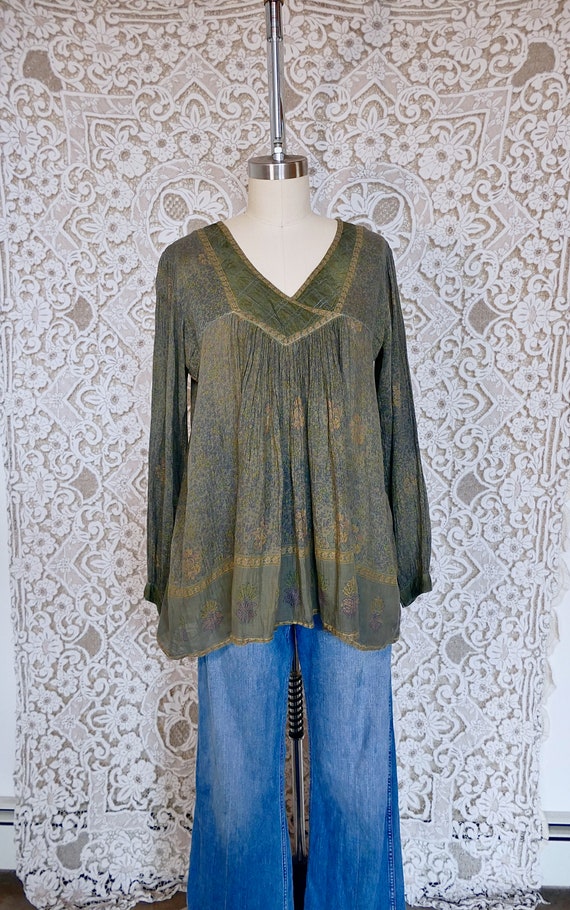 Over-Dyed Indian Gauze Cotton Blouse