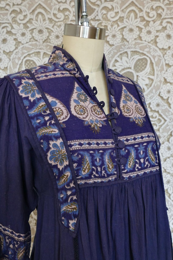 Blue Indian Cotton Peasant Dress - image 9