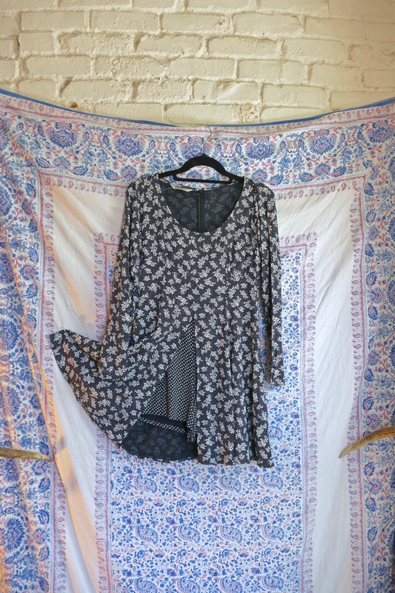 90's Grunge Floral Front Slit Romper