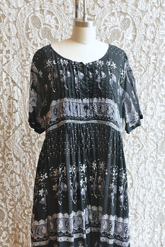 Black and White Indian Gauze Cotton Dress - image 3