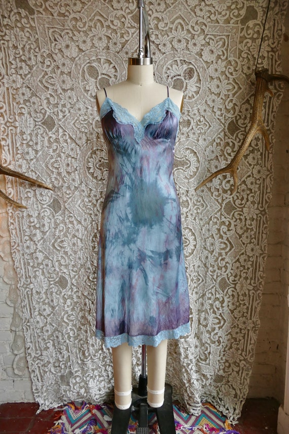 Vintage Tie Dyed Silk Lace Slip